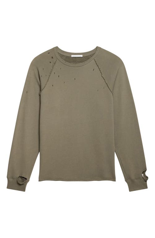Helmut Lang Distressed Crewneck Sweatshirt In Green