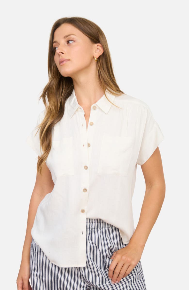 Blu Pepper Solid Short Sleeve Button-Up Shirt, Alternate, color, Oatmeal
