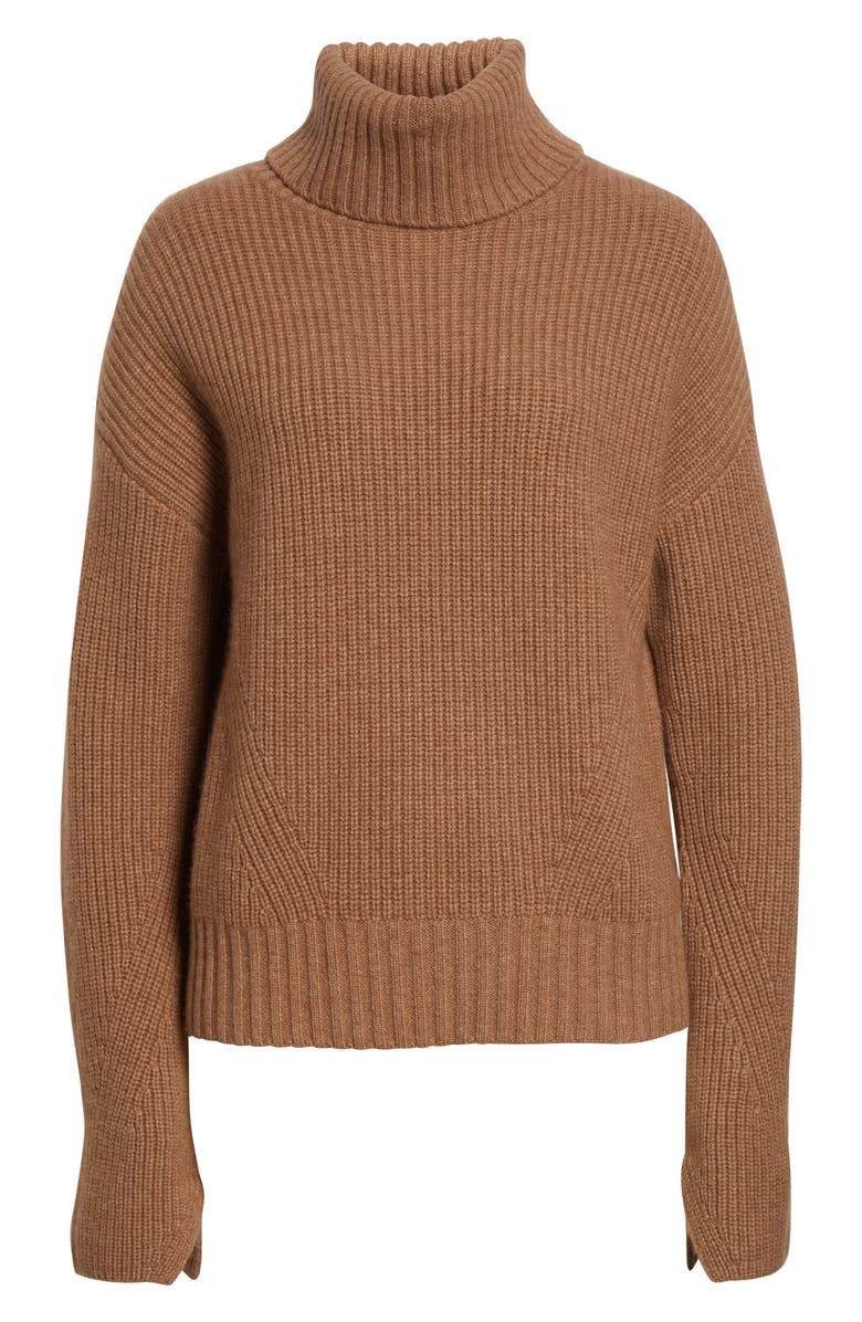 Veronica Beard Matilda Virgin Wool & Cashmere Turtleneck Sweater, Alternate, color, Dark Acorn Melange