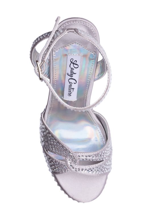 Lady Couture Rhinestone Platform Ankle Strap Sandal In Silver