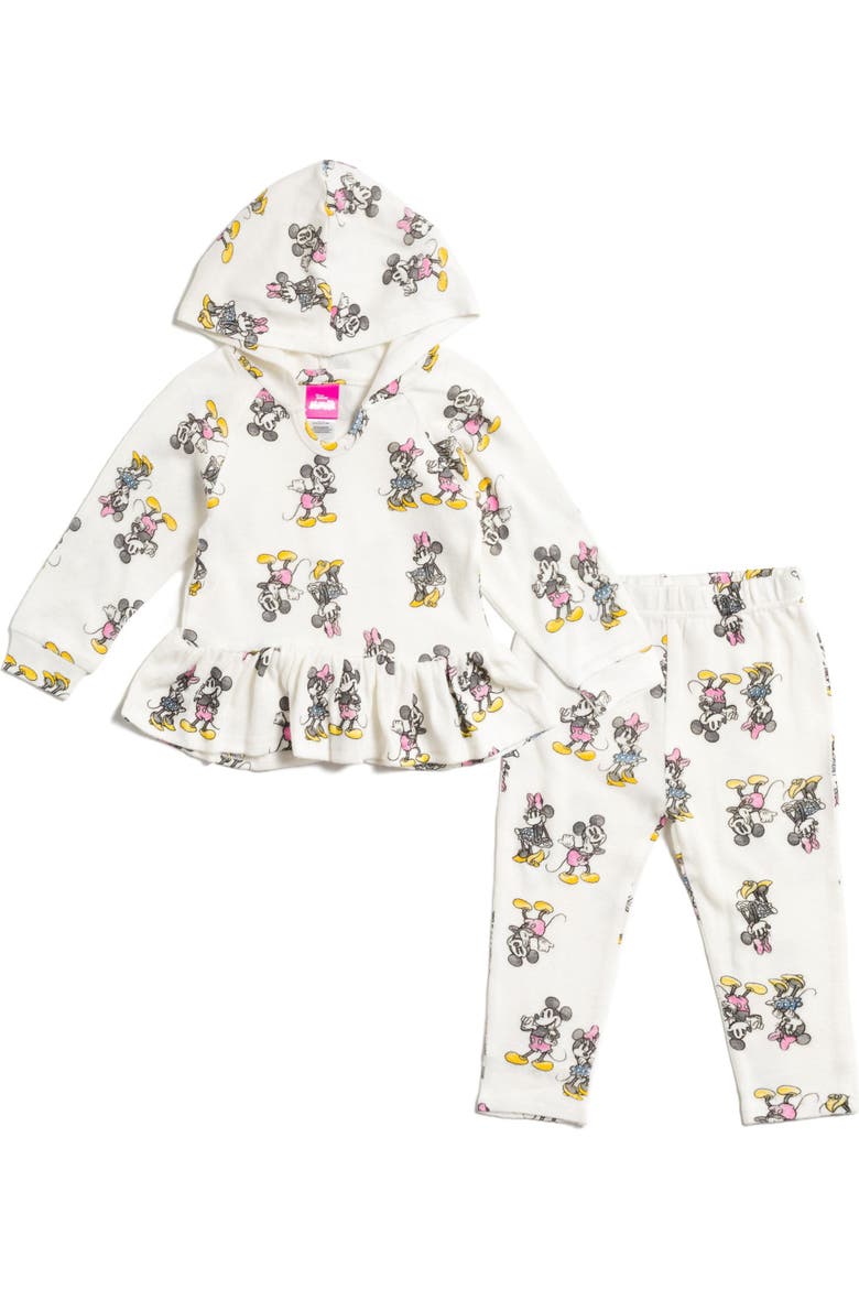 Mickey Mouse & Friends 2-Piece Hoodie and Pants Set, Main, color, White Mickey Minnie