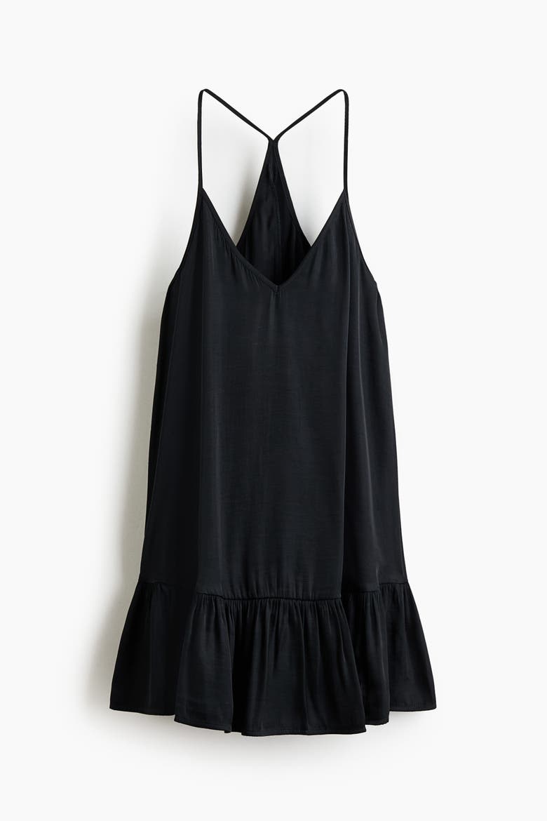A-line Strappy Dress, Alternate, color, Black