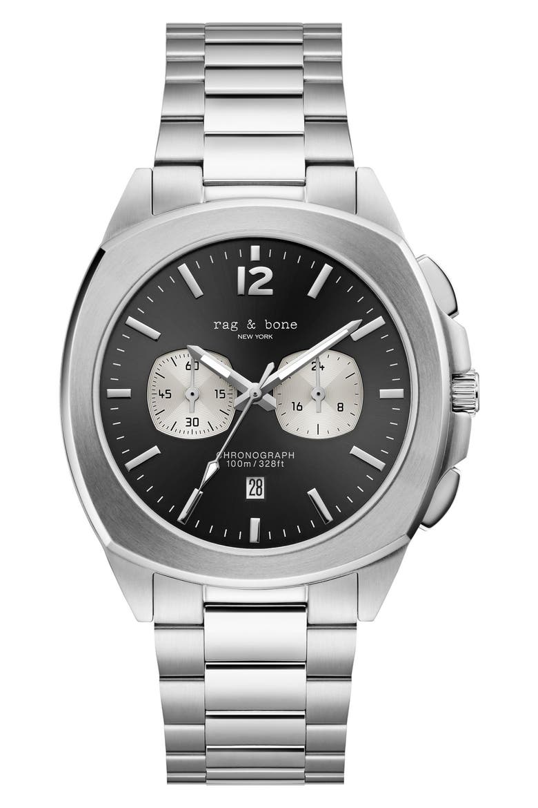 Bleeker Chronograph Bracelet Watch, 42mm, Main, color, SILVER