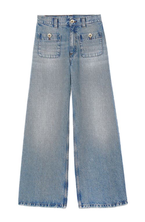 Sandro Faded Straight Jeans In Blue Jean In Blue Jean
