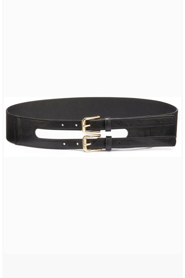 Double Buckle Waist Belt, Main, color, Black