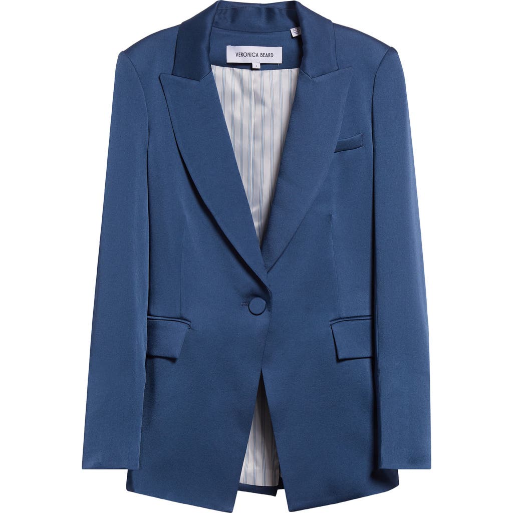 Veronica Beard Long And Lean Dickey Jacket In Blue Stone