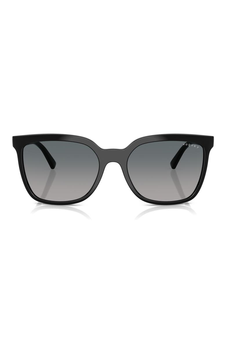 56mm Polarized Gradient Square Sunglasses, Main, color, BLACK