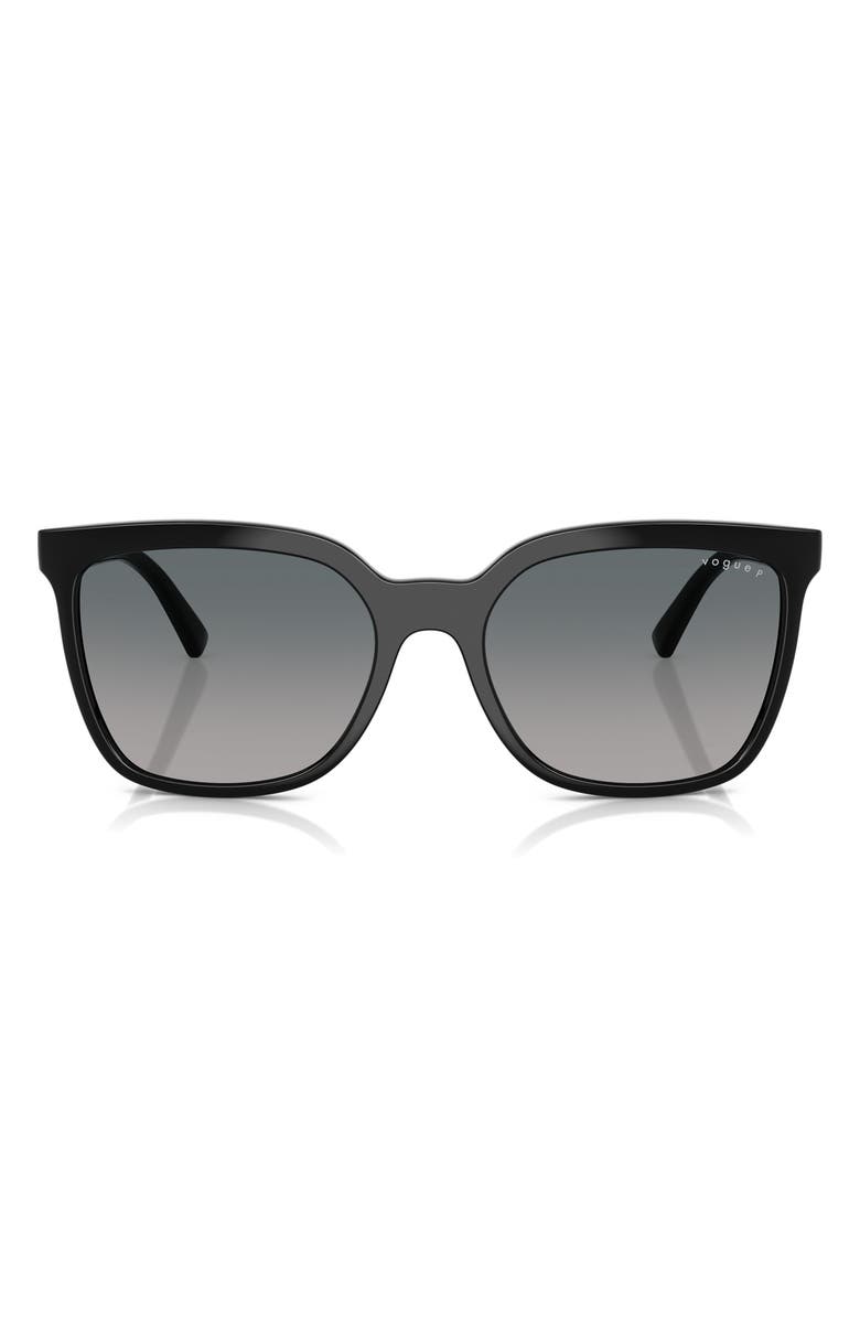 VOGUE 56mm Polarized Gradient Square Sunglasses, Main, color, Black