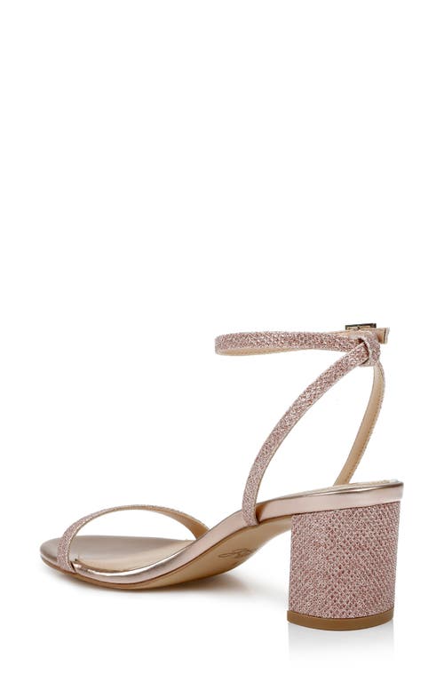 Jewel Badgley Mischka Danni Ii Ankle Strap Sandal In Rose Gold Fabric