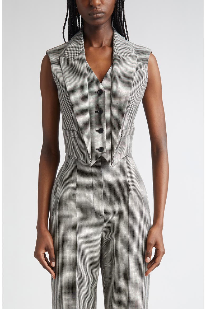 Houndstooth Wool & Mohair Vest, Main, color, BLACK/ IVORY