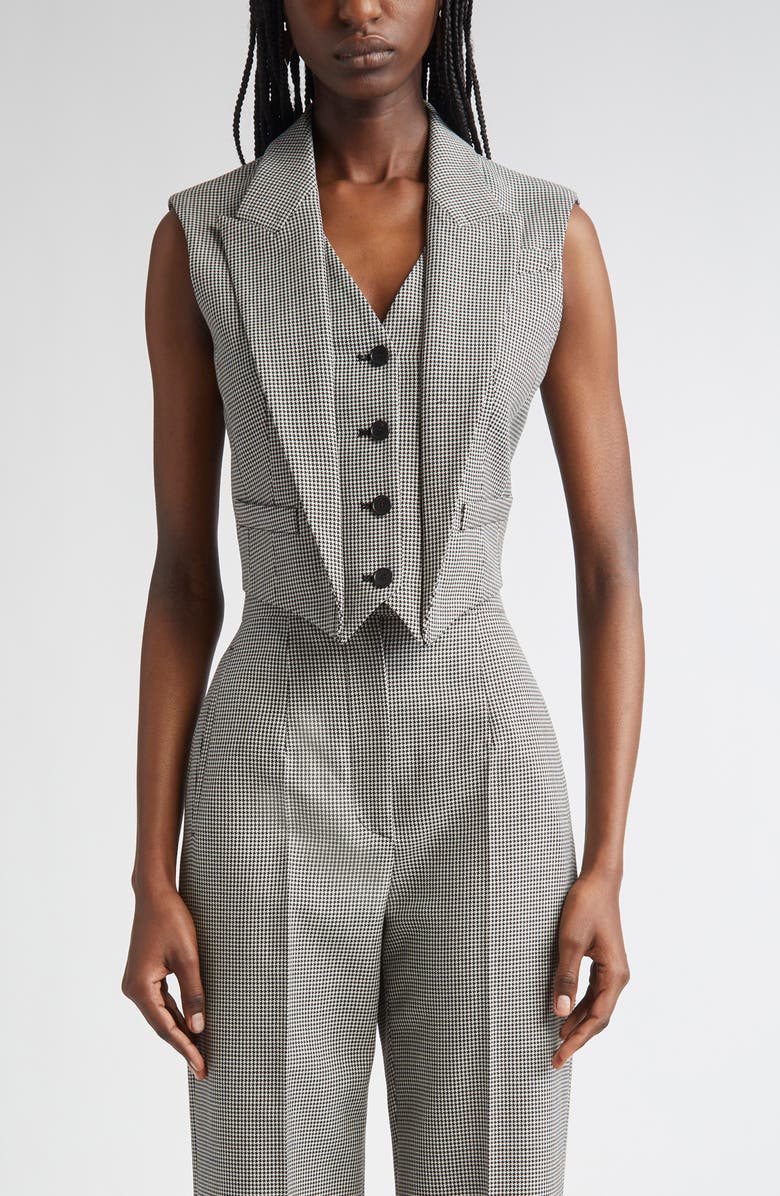 McQueen Houndstooth Wool & Mohair Vest, Main, color, 