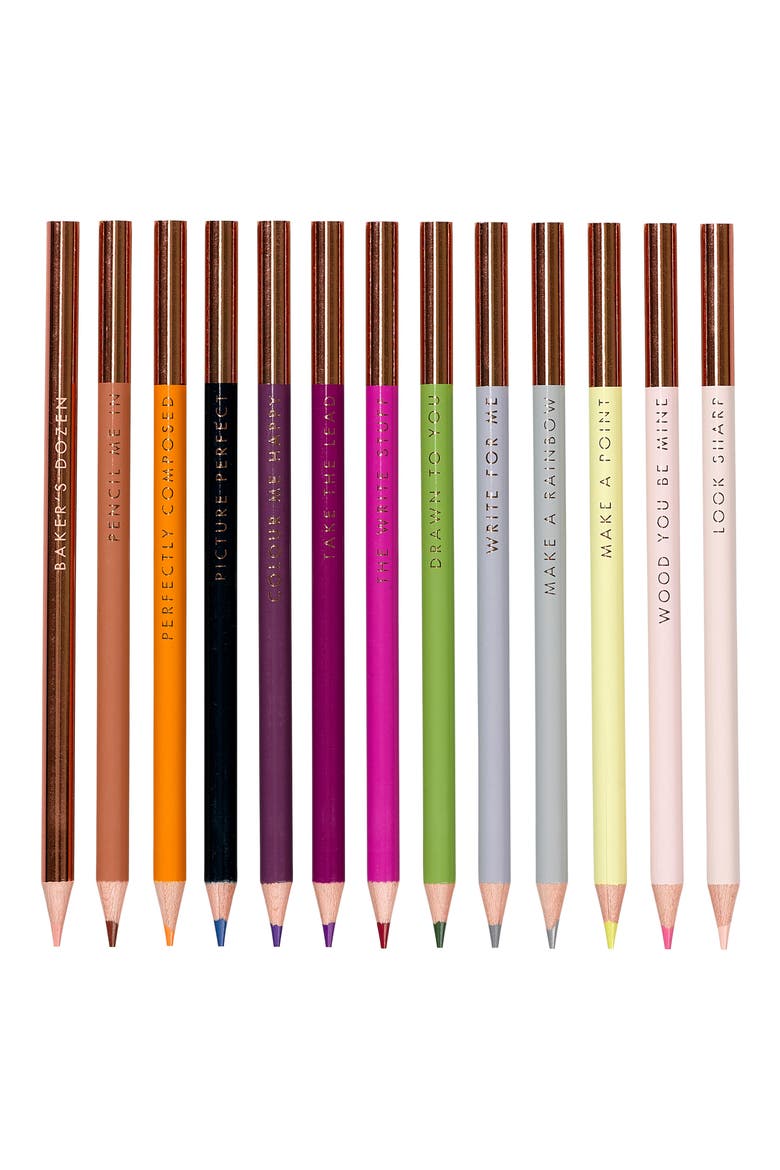 Baker's Dozen Set of 13 Coloring Pencils, Alternate, color, ROSE GOLD CORE