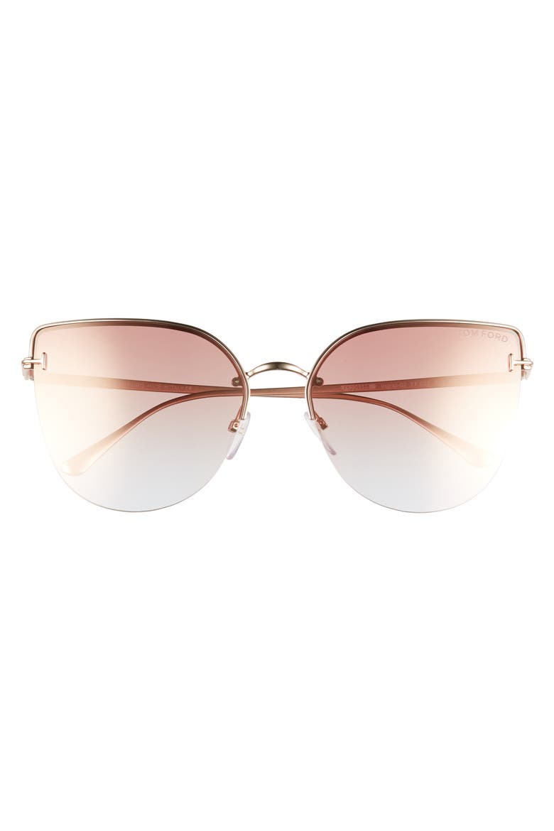 Ingrid 60mm Cat Eye Sunglasses, Alternate, color, ROSE GOLD/ PINK W RED MIRROR