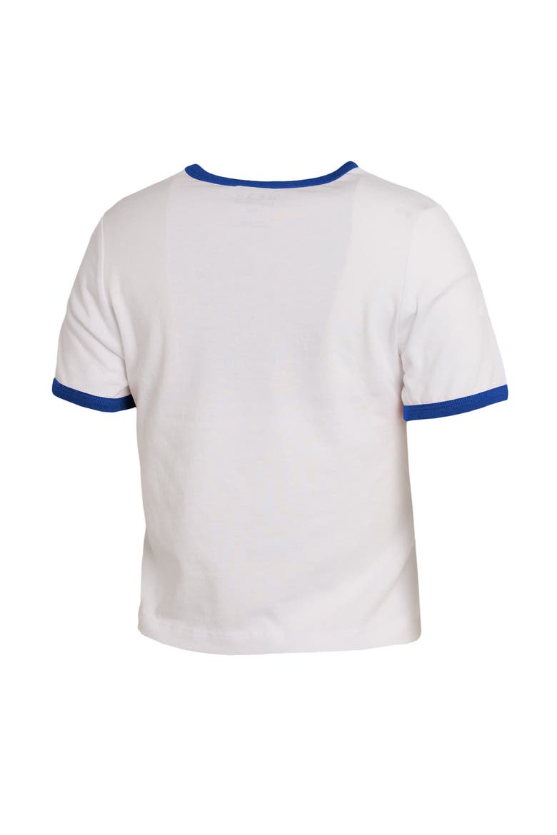 Women's WEAR by Erin Andrews  White New York Knicks Cropped Ringer Baby T-Shirt, Alternate, color, White
