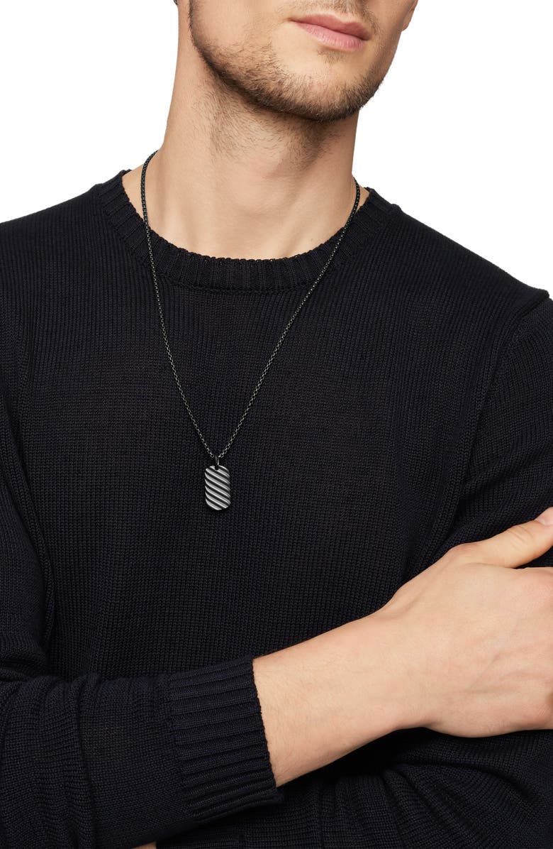 David Yurman Men's Sculpted Cable Dog Tag Pendant, Alternate, color, 