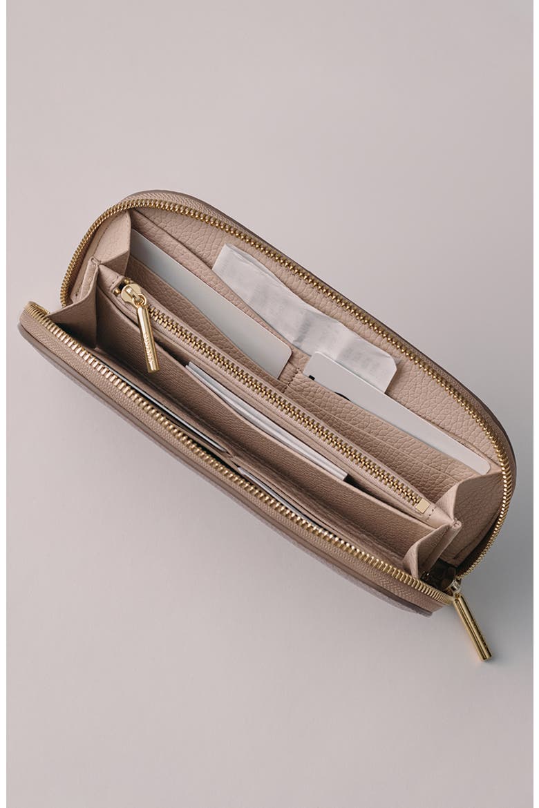 Curved Leather Wallet, Alternate, color, CAPPUCCINO