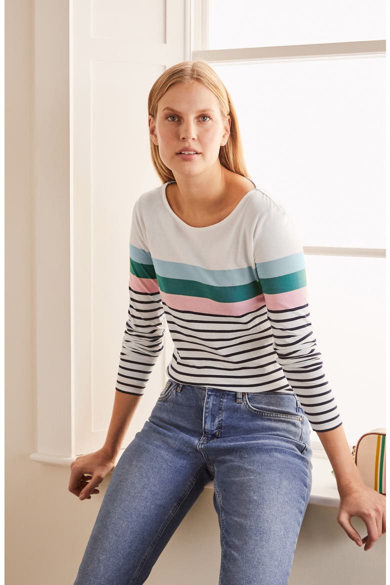Long Sleeve Breton Top, Alternate, color, ICE BLUE/ SOFT PEONY