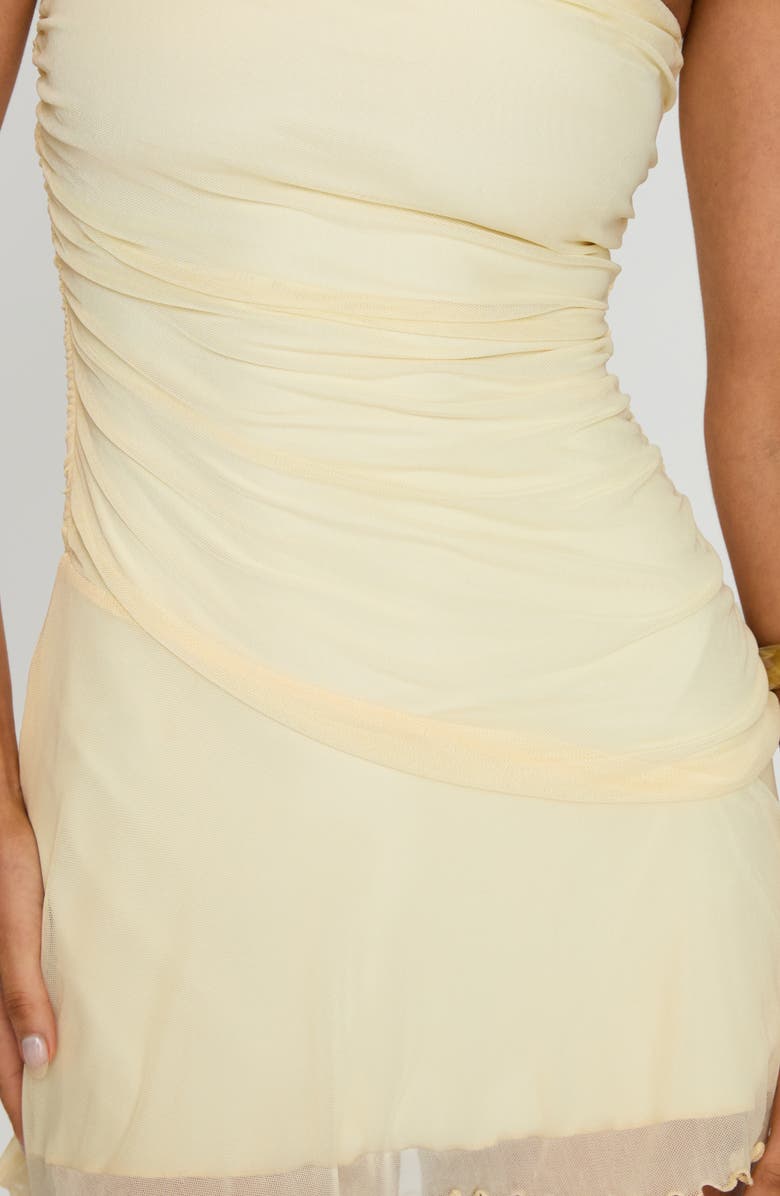 Princess Polly Rafaela Strapless Mesh Minidress, Alternate, color, Lemon