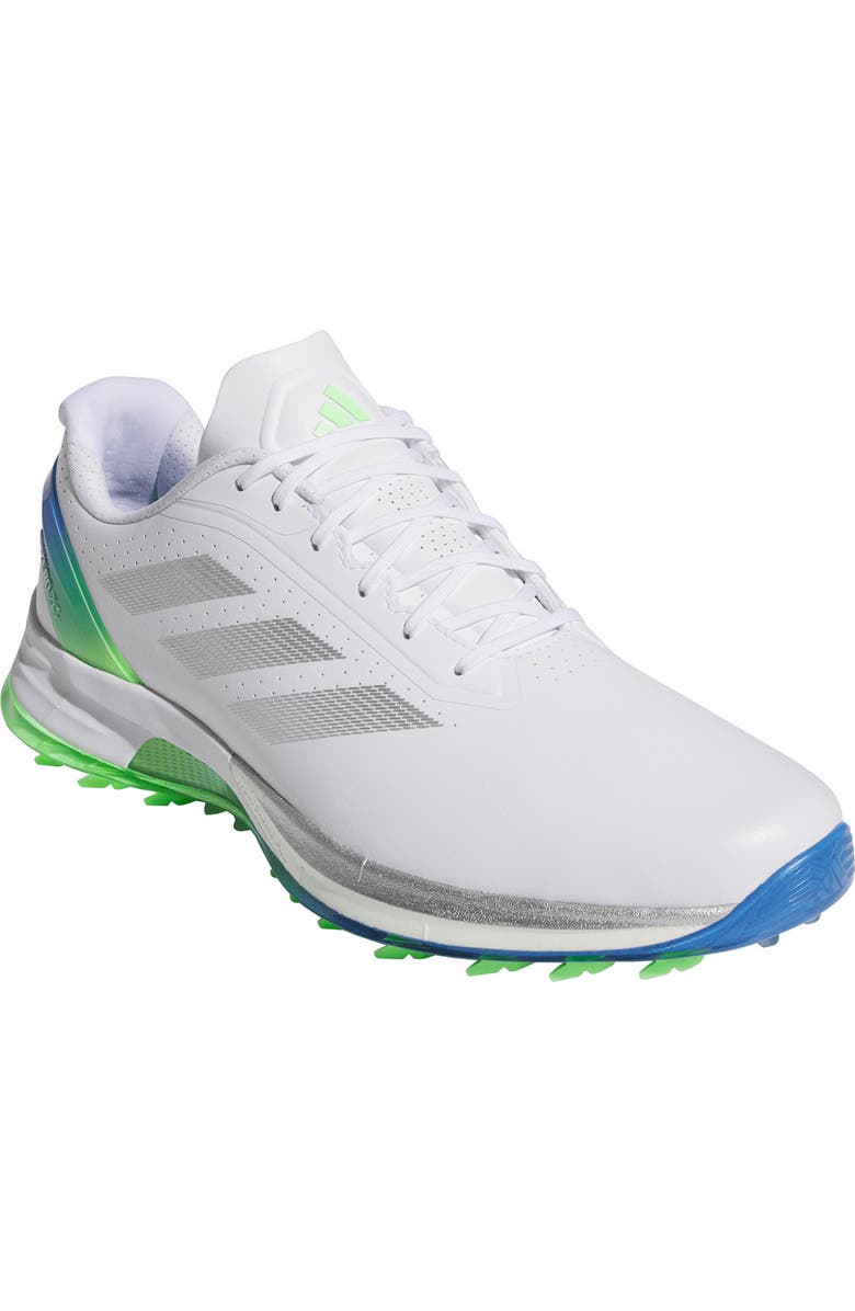 adidas Adizero Spikeless Golf Sneaker, Main, color, White/ Silver/ Lime Burst