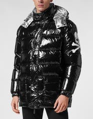 PHILIPP PLEIN Oversize Nylon Puffer Jacket Skull&bones Men