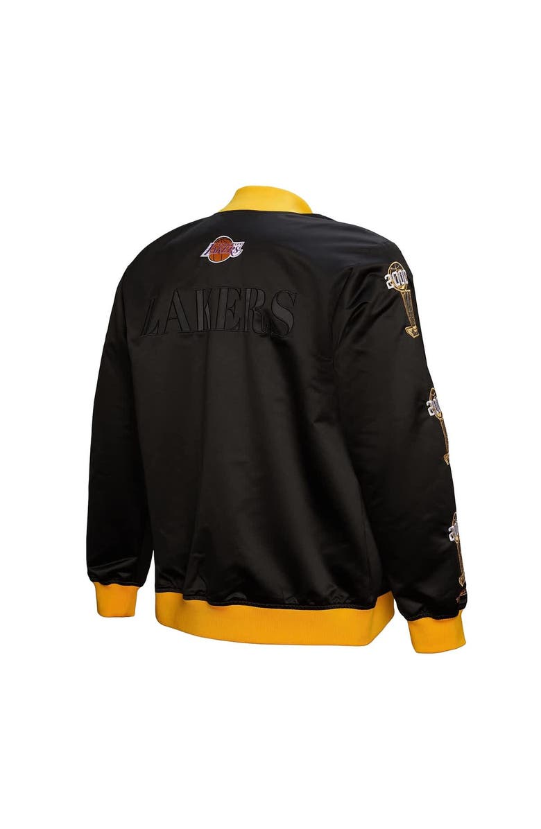 Mitchell & Ness Men's Mitchell & Ness Black Los Angeles Lakers Hardwood Classics Team OG 3.0 Lightweight Satin Full-Snap Jacket, Alternate, color, Black