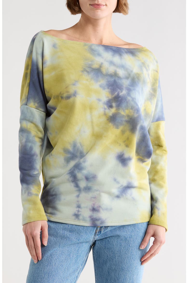 Tie Dye Boat Neck Sweater, Main, color, BLUE SPLASH
