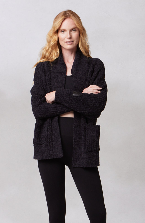 Kashwere Apparel Easy Cardigan- Chenilla Classic In Black Charcoal