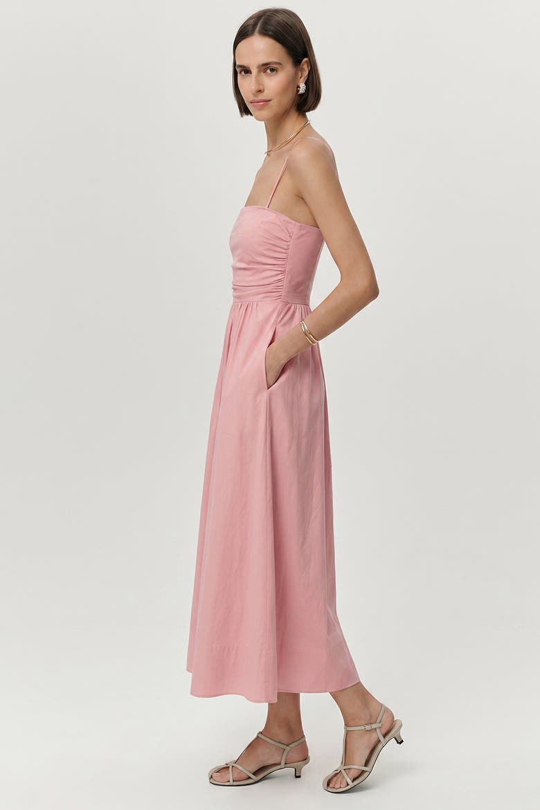 Violet Spaghetti Strap Elastic Waist  Midi Dress, Alternate, color, Pink