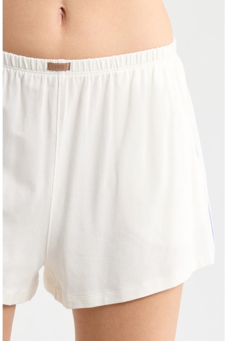 Slumberknit™ Shawl Collar Short Pajamas, Alternate, color, LUNAR WHITE/QUIET LILAC
