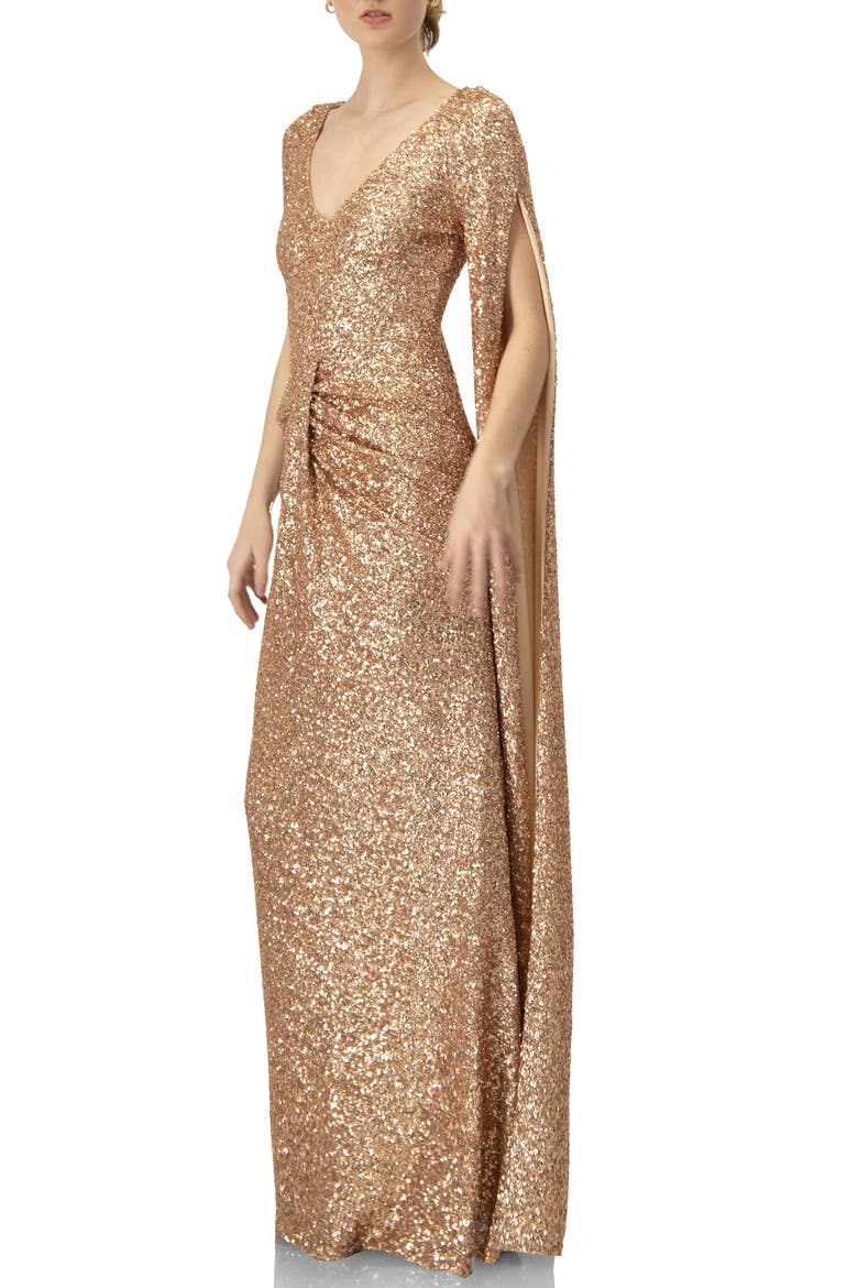 v neck sequin dress with sleeves V-Neck Pleated Body Sequin Long Sleeve Black Dress Size M