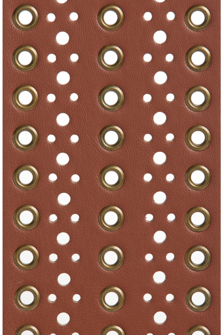 Cutout Grommet Wide Faux Leather Belt, Alternate, color, BROWN