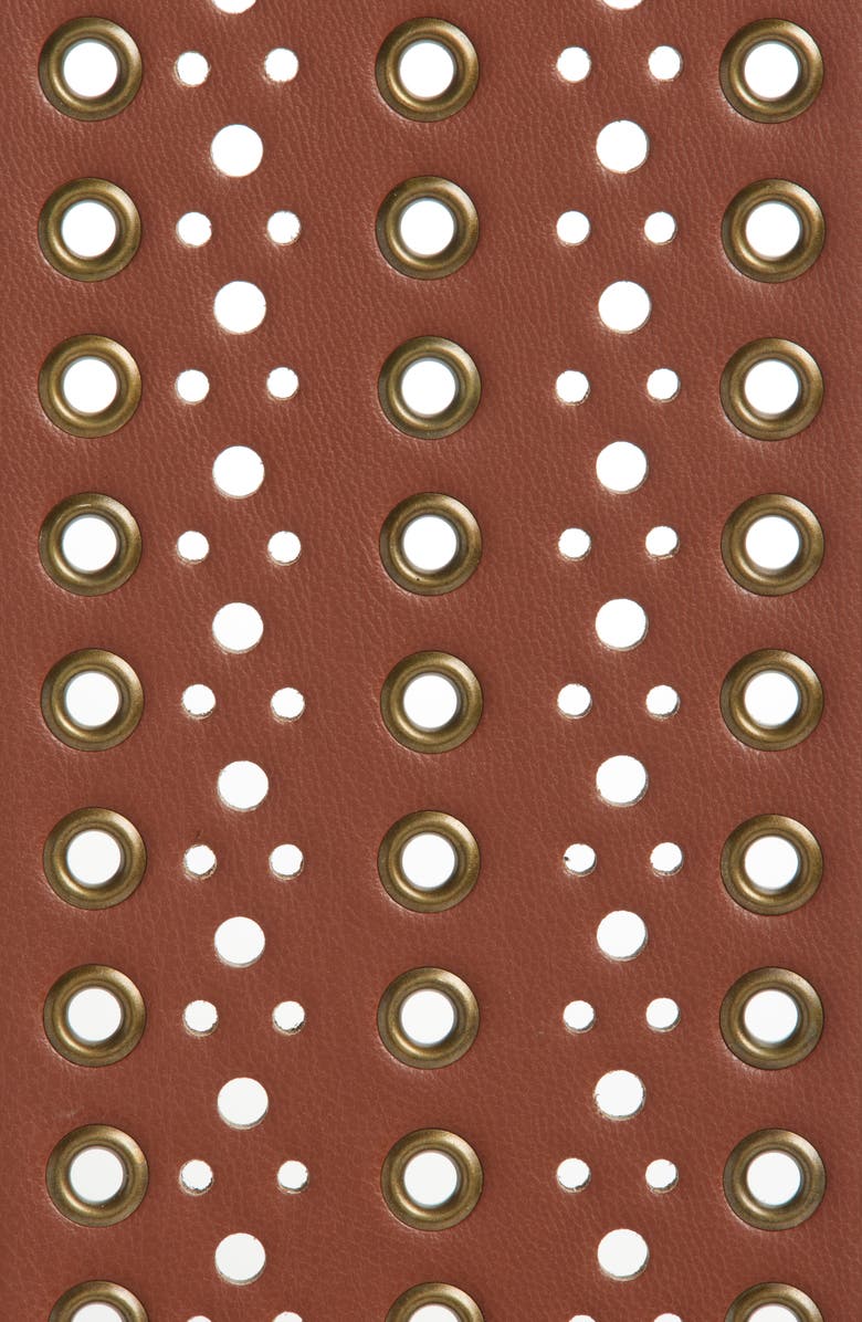 BP. Cutout Grommet Wide Faux Leather Belt, Alternate, color, Brown