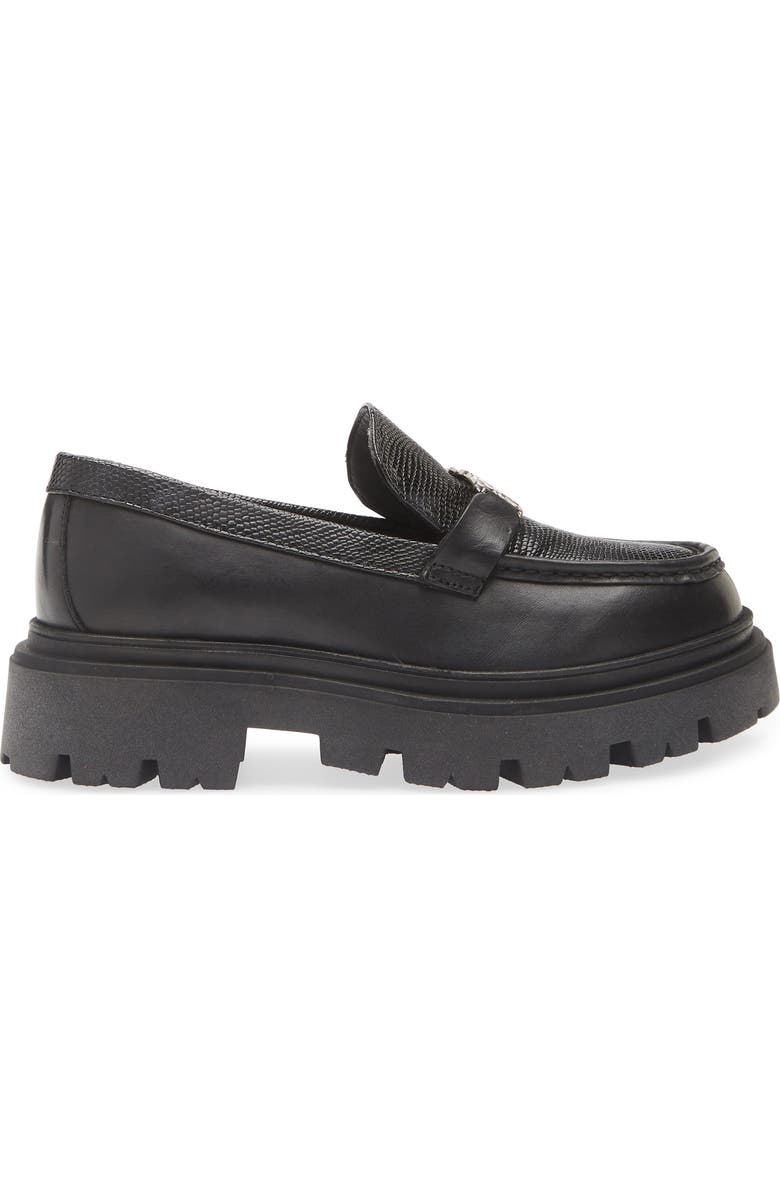 Roberto Cavalli Logo Platform Lug Loafer, Alternate, color, Black