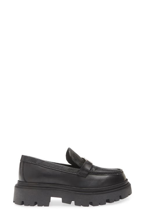 Roberto Cavalli Logo Platform Lug Loafer In Black