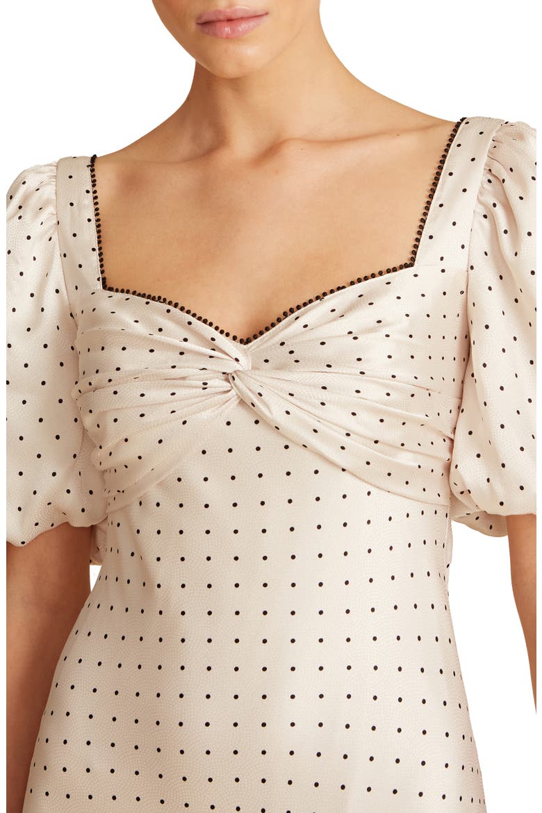 Polka Dot Satin Midi Dress, Alternate, color, IVORY
