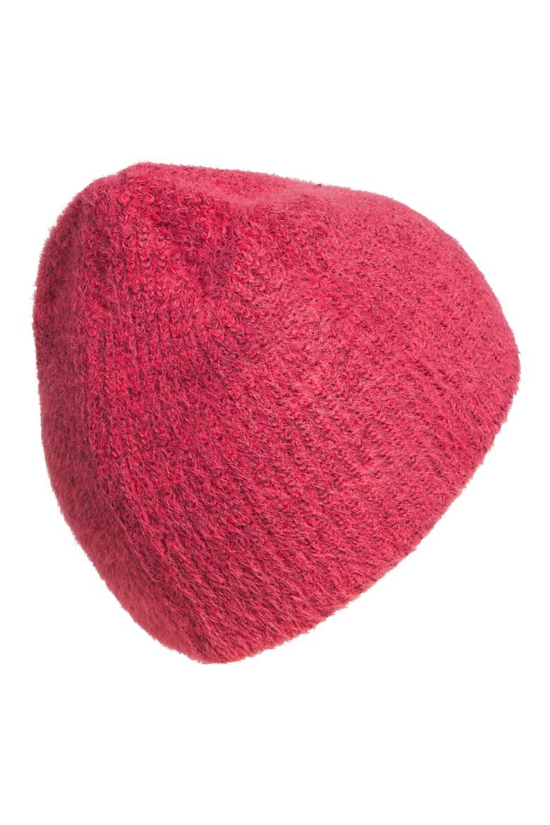 Fuzzy Knit Beanie, Alternate, color, POWER PINK/ MAROON/ BEIGE