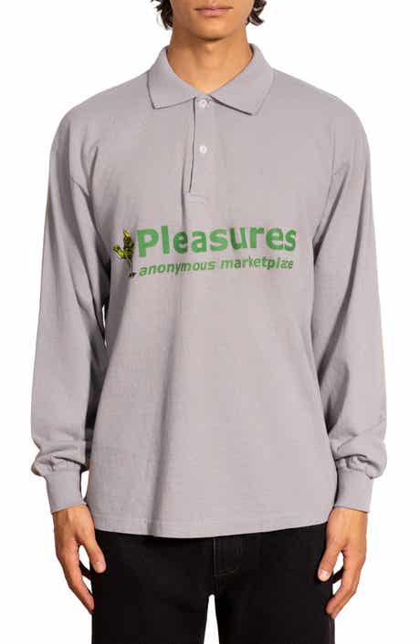 PLEASURES Exchange Long Sleeve Cotton Graphic Polo