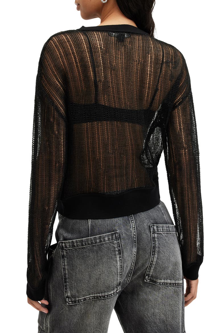 Giana Open Stitch Sweater, Alternate, color, BLACK