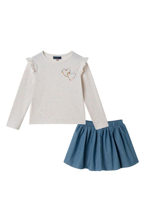 Kids' Long Sleeve Graphic T-Shirt & Bubble Skirt Set (Toddler & Little Kid)