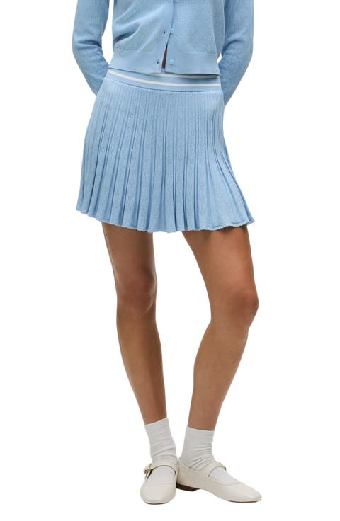 Pleated Pointelle Sweater Skirt