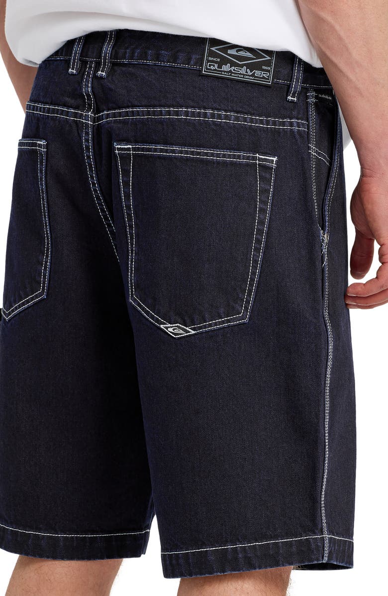 Quiksilver Baggy Fit Cotton Denim Cargo Shorts, Alternate, color, Indigo Rinse