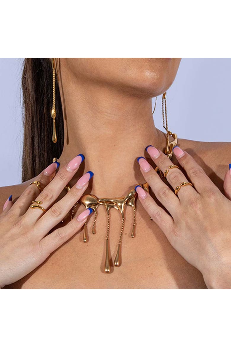 Double Drop Ring, Alternate, color, Gold
