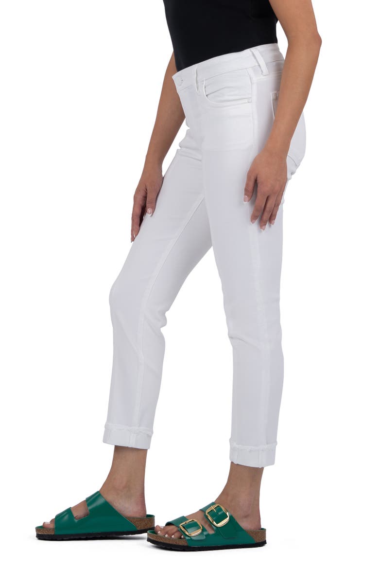 Amy Frayed Seamed Low Rise Crop Slim Straight Leg Jeans, Alternate, color, OPTIC WHITE
