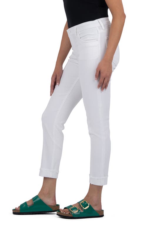 Shop Kut From The Kloth Amy Frayed Seamed Low Rise Crop Slim Straight Leg Jeans