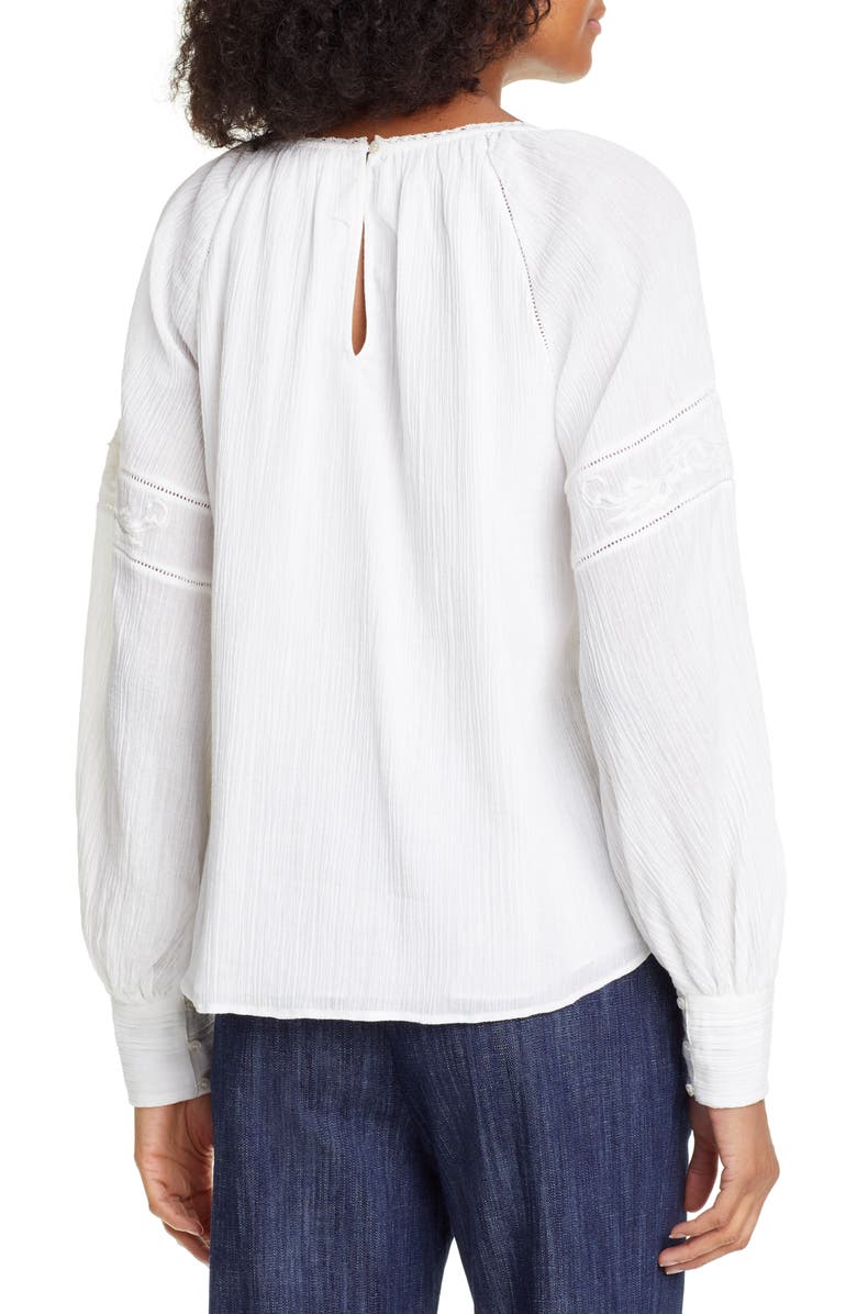 Joie Mitney Embroidered Detail Cotton Blouse, Alternate, color, 