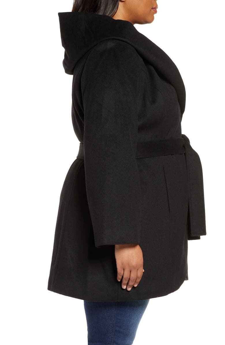 Halogen<sup>®</sup> Wool Blend Hooded Wrap Coat, Alternate, color, 