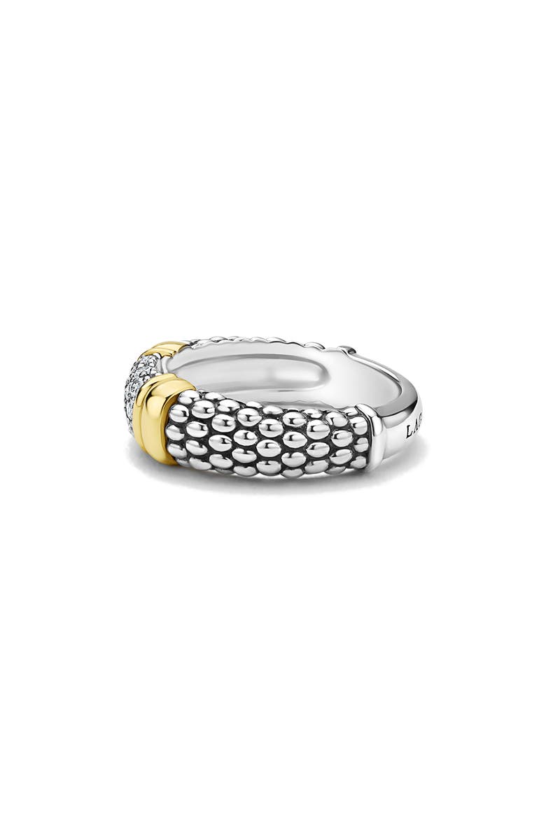 Signature Caviar Pavé Diamond Ring, 6mm, Alternate, color, TWO-TONE