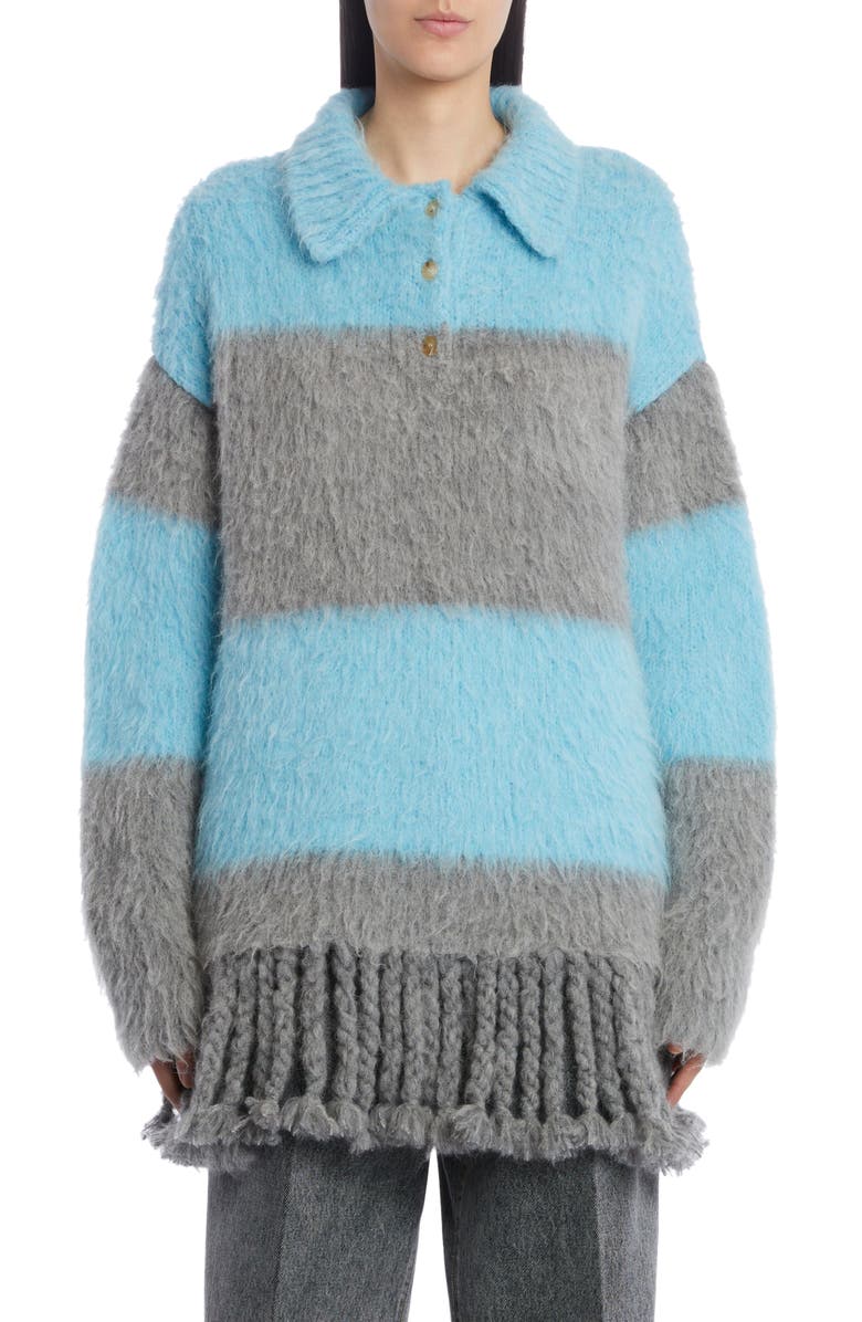 Etro Stripe Fringe Cardigan, Main, color, 