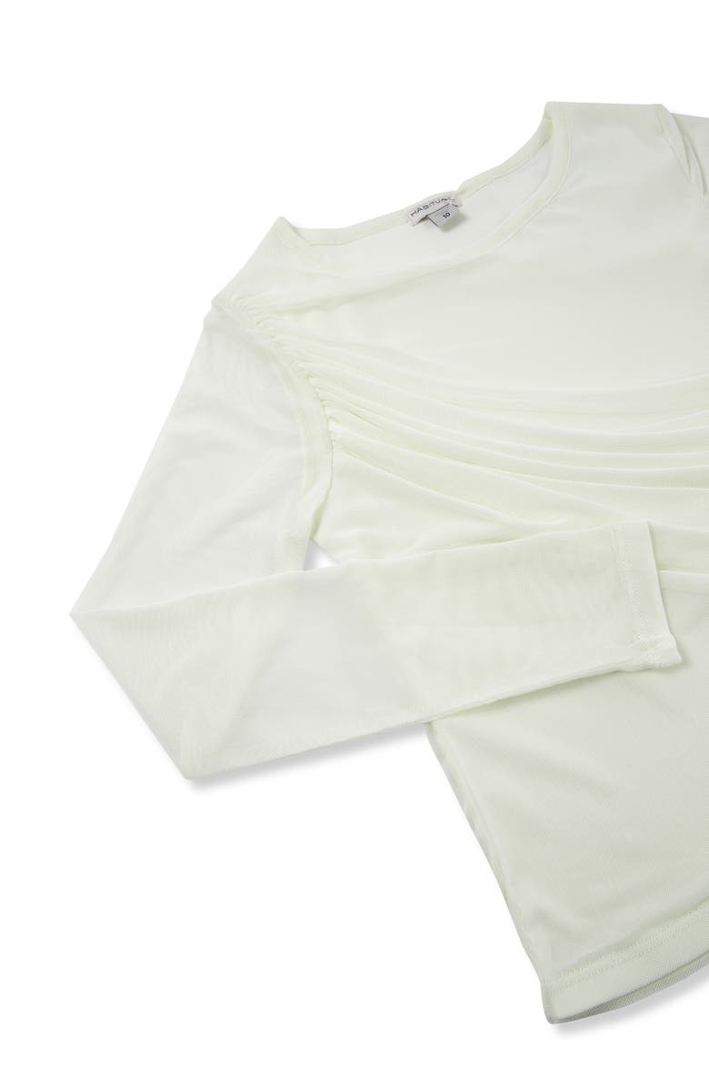 Habitual Kids Kids' Ruched Long Sleeve Mesh Top, Alternate, color, Off-White