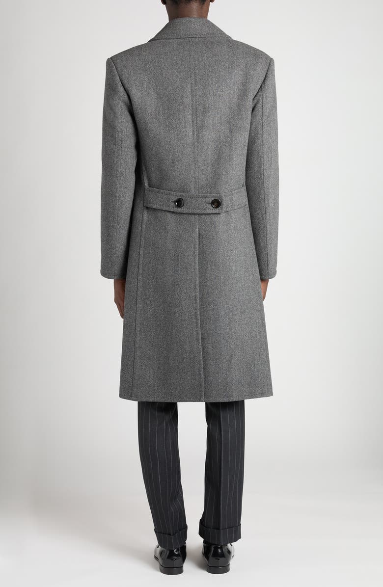 TOM FORD Double Breasted Grey Wool Herringbone Overcoat, Alternate, color, Combo Dark Grey/ Black